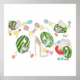 Póster Pickleball Team crazy cartoon group