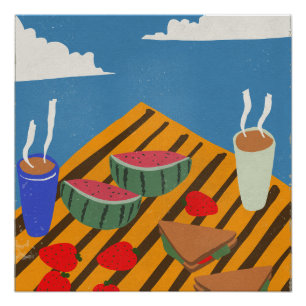 Póster Pícnic de desayuno vintage