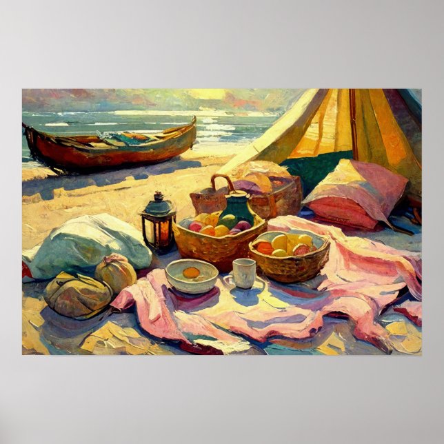Póster Picnic de playa en el Bella Artes de verano (Frente)