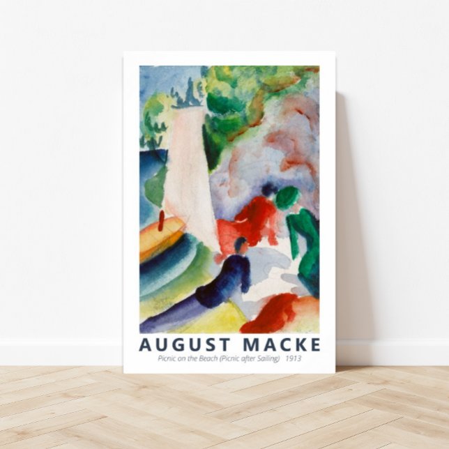 Póster Picnic en la playa de August Macke (august macke, affordable art, printable art, art, wall art, customizable art, colorful art)