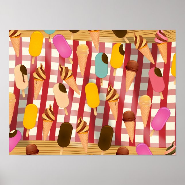 Póster Picnic Vintage Ice Cream (Frente)