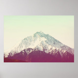 Póster Pico de montaña invernal, filtro de cosecha hipste