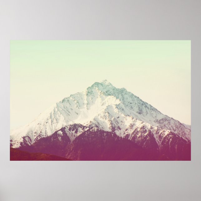 Póster Pico de montaña invernal, filtro de cosecha hipste (Frente)