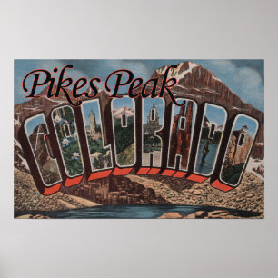 Póster Pico de Pikes, Colorado - Escenas de letras grande