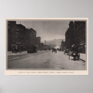 Póster Picos gemelos desde la calle Market cerca de Larki