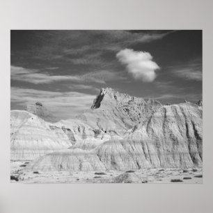 Póster Picos negros y blancos enmarañados en las Badlands