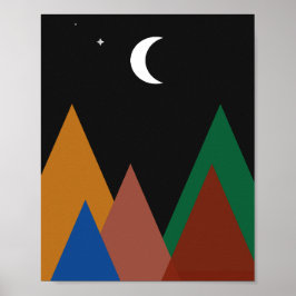Póster Picos silenciosos bajo una imagen de luna crecient