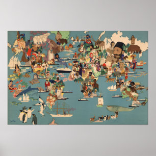 Póster Pictorial Map of the World