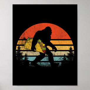 Póster Pie de bicicleta retro cargando con Taco Funny Cin