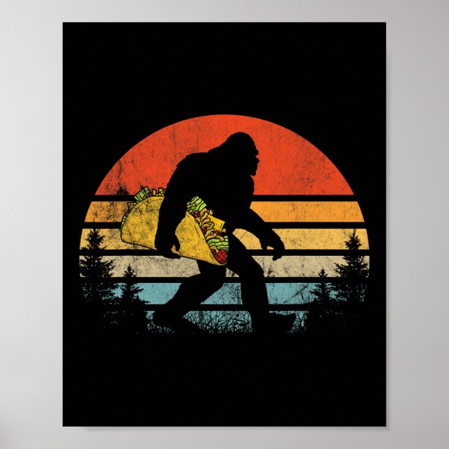 Póster Pie de bicicleta retro cargando con Taco Funny Cin (Frente)