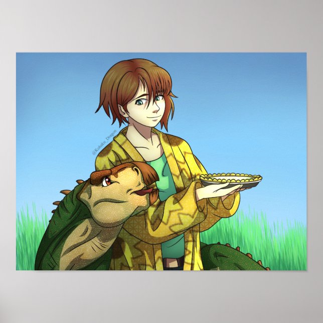 Póster Pie de horneado para un dinosaurio (Frente)