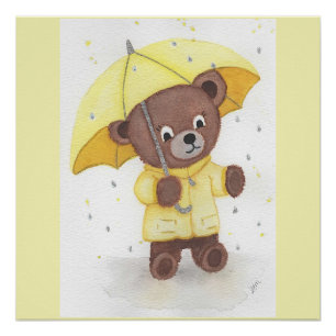 Póster Pie de oso en la lluvia