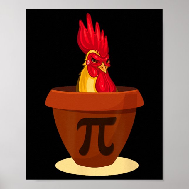 Póster Pie divertida de pollo en la olla - Camisa del Día (Frente)