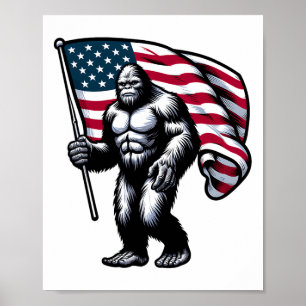 Póster Pie Grande 4 De Julio Sasquatch Bandera Estadounid