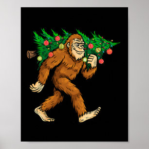 Póster Pie grande con árbol de navidad Sasquatch Creyente