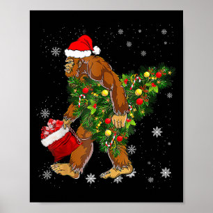 Póster Pie grande con árbol de navidad Sasquatch Creyente