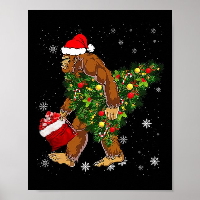 Póster Pie grande con árbol de navidad Sasquatch Creyente (Frente)