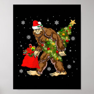 Póster Pie grande con árbol de navidad Sasquatch Creyente