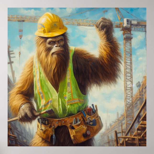 Póster Pie grande del trabajador de construcción (Frente)