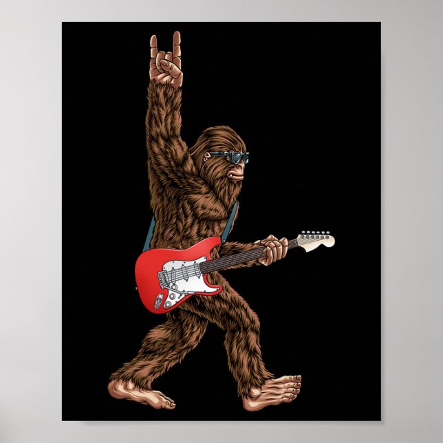 Póster Pie Grande Jugando Un Rock De Guitarra Eléctrica E (Frente)