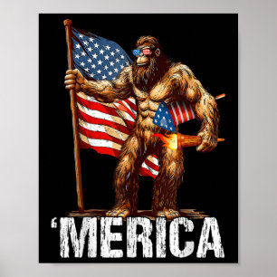 Póster Pie Grande Merica Roca Bandera Americana Patriótic