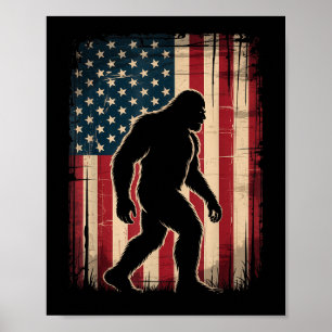 Póster Pie grande sasquatch patriótico usa 4 de julio