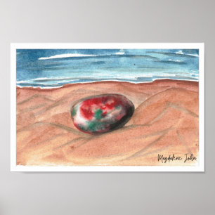 Póster Piedra acuática en una playa del mar Báltico