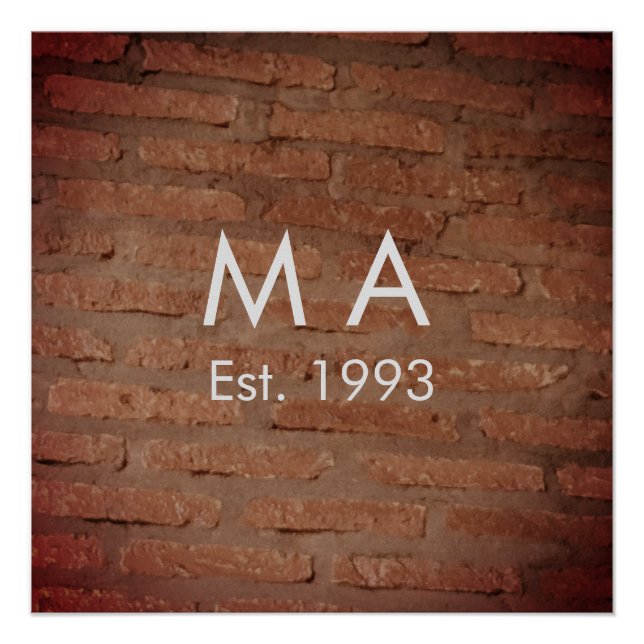 Póster Piedra de ladrillo rústico marrón añadir nombre fe (Anverso)