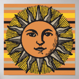 Póster Piedra de madera de caracol de sol vintage