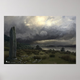 Póster Piedra de pie cerca de Oban en Escocia - poster