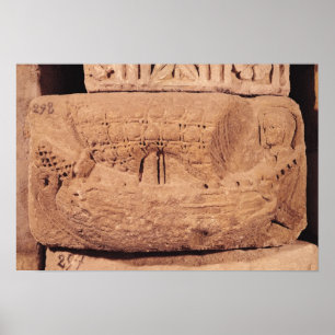 Póster Piedra de piedra que representa un barco de pesca