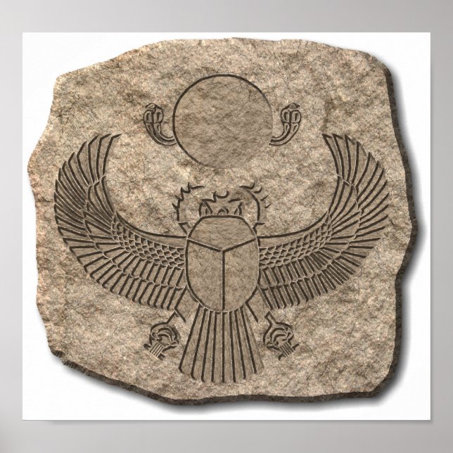 Póster Piedra sagrada de Scarab en el Antiguo Egipto (Frente)