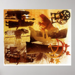 Póster Piedra testigo y símbolos