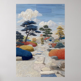 Póster Piedras de paso para cartel de camino en mosaico,