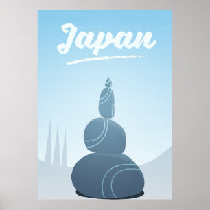 Póster Piedras en pie de Japón apiladas en el paisaje.