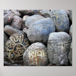 Póster Piedras Mani Om Mani Padme Hum Monasterio Tibetano