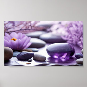 Póster Piedras Zen Violeta Terapeuta Psicóloga Lotus 