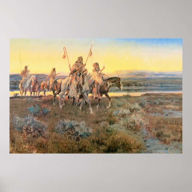 Póster Piegans, por Charles M. Russell (Frente)