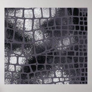 Póster Piel de serpiente negra metálica: Textura elegante