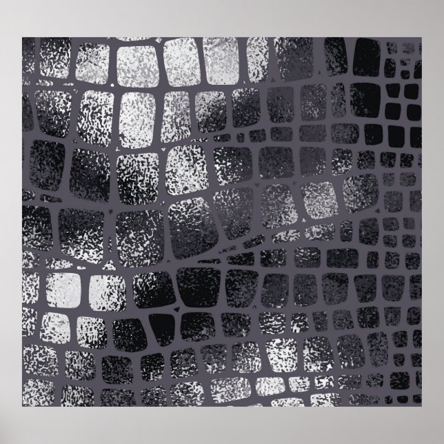 Póster Piel de serpiente negra metálica: Textura elegante (Frente)