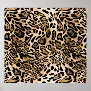 Póster Piel leopardo africana: Textura animal sin mar