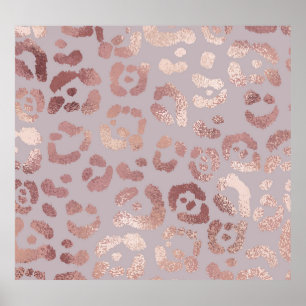 Póster Piel leopardo: elegancia dorada rosa.