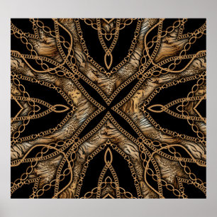 Póster Piel leopardo y joyería de cadena