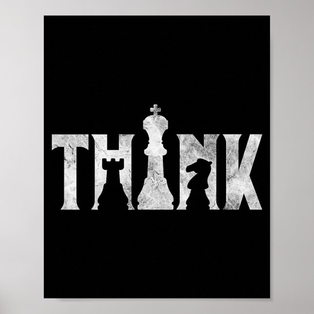 Póster Piensa Ajedrez Eces Jugador Chessmaster Amor al Aj (Frente)