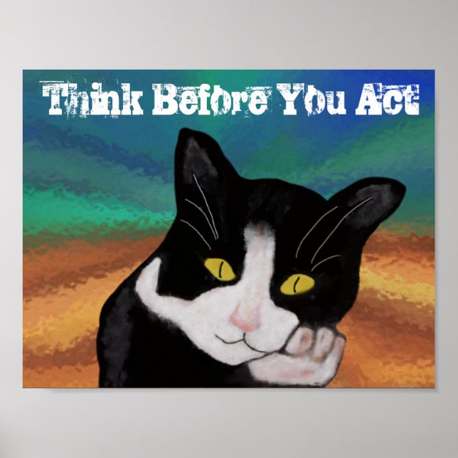 Póster Piensa Antes De Actuar Como Poster Motivador (Frente)