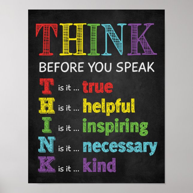Póster Piensa Antes De Hablar Poster Anti Bully En El Aul (Frente)