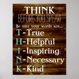 Póster Piensa Antes De Hablar Poster De Maestros En Aula