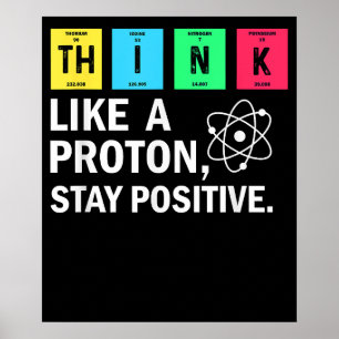 Póster Piensa como un protón Mantén una actitud positiva 