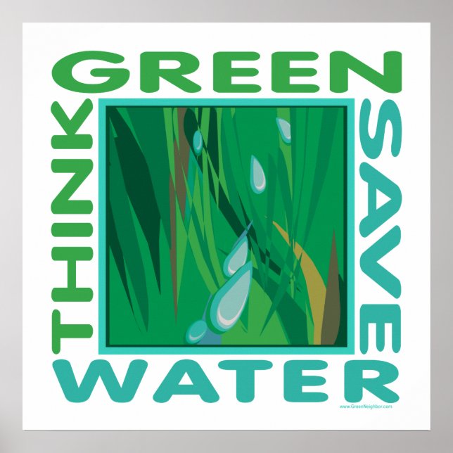 Póster Piensa en verde, ahorra agua (Frente)