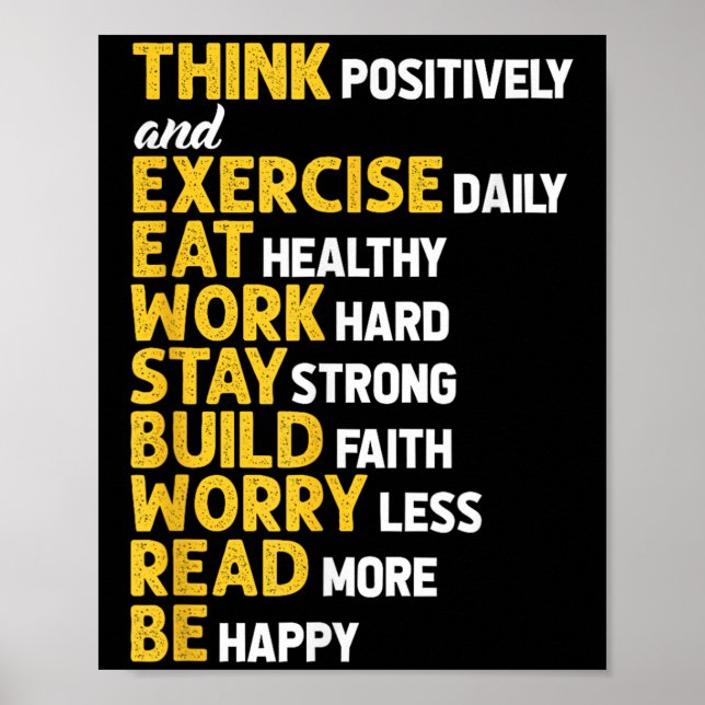 Póster Piensa Positivamente Ejercicio Diario Entrenamient (Frente)